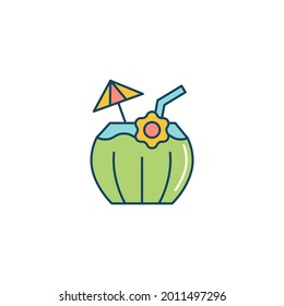 Coconut drink icon in color icon, isolated on white background 