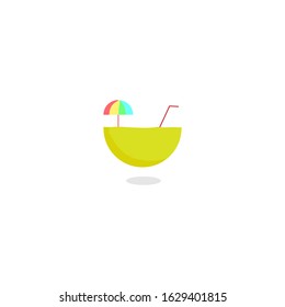Coconut drink icon design template