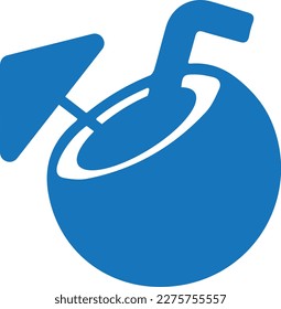 Coconut drink icon, drinking icon blue vector 
