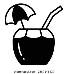 Coconut Drink Icon Element For Design