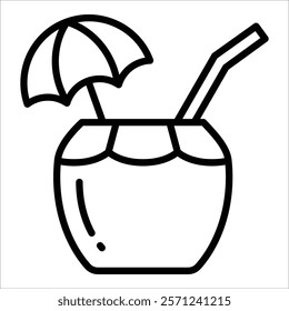 Coconut Drink Icon Element For Design