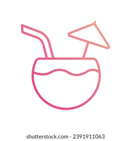 Kokosnuss Drink Symbol einzeln auf weißem Hintergrund Vektorgrafik.