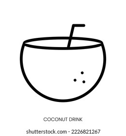 coconut drink icon. Line Art Style Design Isolated On White Background
