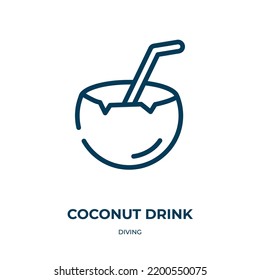 Coconut drink icon. Linear vector illustration from diving collection. Outline coconut drink icon vector. Thin line symbol for use on web and mobile apps, logo, print media.