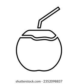 Coconut Drink Icon In Outline Style