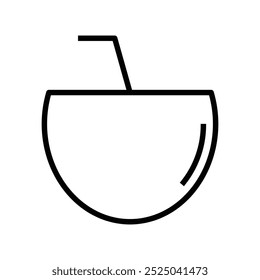 coconut drink icon. Outline style design isolated on white background