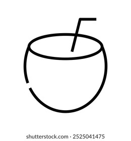 coconut drink icon. Outline style design isolated on white background