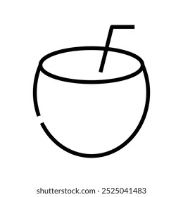 coconut drink icon. Outline style design isolated on white background