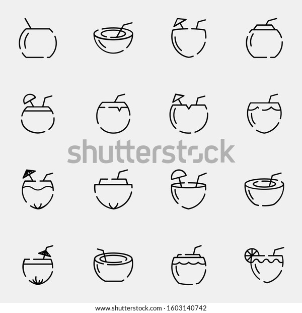 coconut drink icon set simple coconut stock vector royalty free 1603140742 shutterstock