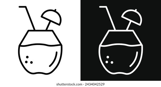 Coconut Drink Icon Set. Vector Illustration