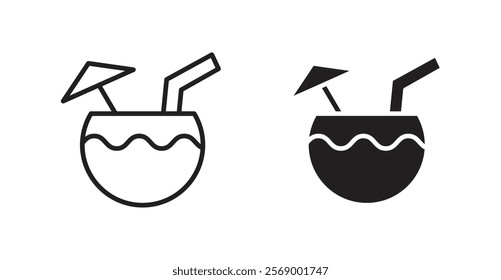 Coconut drink icon set vector graphics designs