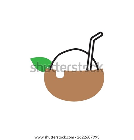 Coconut drink icon simple flat illustration