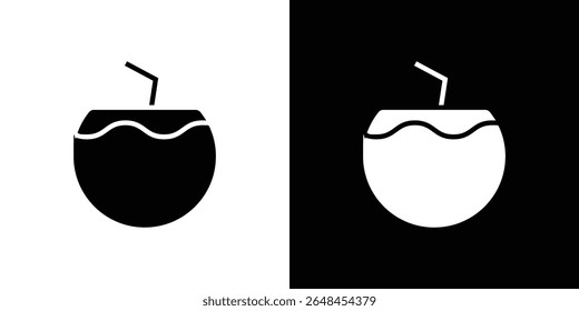 Coconut drink icon symbol collection. Flat vector stock illustration.