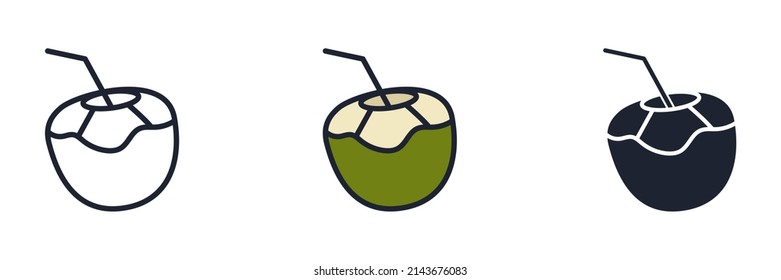 coconut drink icon symbol template for graphic and web design collection logo vector illustration