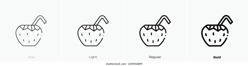 coconut drink icon. Thin, Light Regular And Bold style design isolated on white background