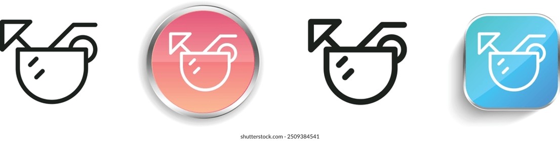 coconut drink icon. Thin Linear, Regular and Button Style Design Isolated On White Background