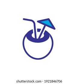 coconut drink icon vector color style design