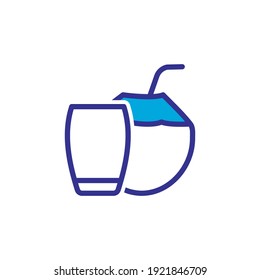 coconut drink icon vector color style design