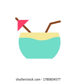 coconut drink icon vector illustration flat style. summer icon set.