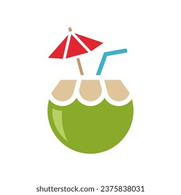 Coconut drink icon. Vector icon isolated on white background.