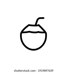 coconut drink icon vector line art design editable stroke