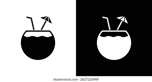 Vetor de ícone de bebida de coco, ilustração sólida, pictograma