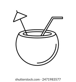 Icono de bebida de coco con fondo blanco Vector ilustración de stock