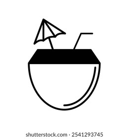 coconut drink icon with white background vector stock illustration