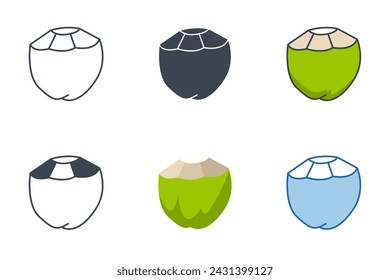 Coconut drink icons with different styles. Coconut Cocktail symbol vector illustration isolated on white background