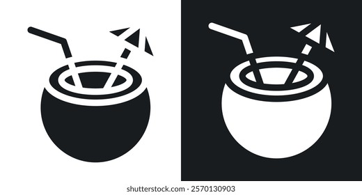 Coconut drink icons in flat syle