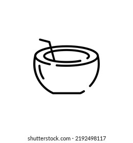 Coconut Drink, Juice Dotted Line Icon Vector Illustration Logo Template. Suitable For Many Purposes.
