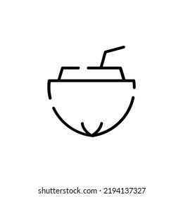 Coconut Drink, Juice Dotted Line Icon Vector Illustration Logo Template. Suitable For Many Purposes.