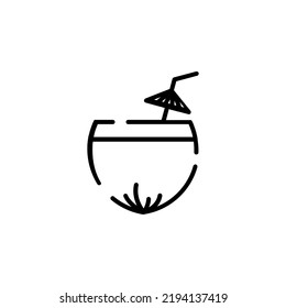 Coconut Drink, Juice Dotted Line Icon Vector Illustration Logo Template. Suitable For Many Purposes.