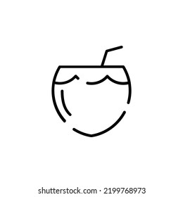Coconut Drink, Juice Dotted Line Icon Vector Illustration Logo Template. Suitable For Many Purposes