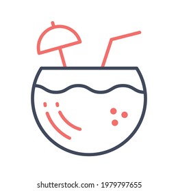 Coconut drink, coconut, juice Icon vector image. Can be used for Summer and Holidays. Suitable for mobile apps, web apps and print media.