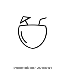 Coconut Drink, Juice Line Icon, Vector, Illustration, Logo Template. Suitable For Many Purposes.