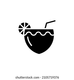 Coconut Drink, Juice Solid Icon, Vector, Illustration, Logo Template. Suitable For Many Purposes.