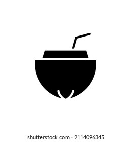 Coconut Drink, Juice Solid Icon Vector Illustration Logo Template. Suitable For Many Purposes.