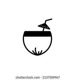 Coconut Drink, Juice Solid Line Icon Vector Illustration Logo Template. Suitable For Many Purposes.