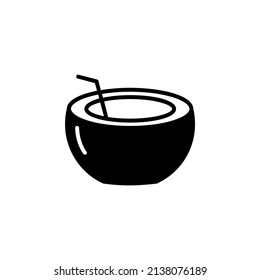 Coconut Drink, Juice Solid Line Icon Vector Illustration Logo Template. Suitable For Many Purposes.