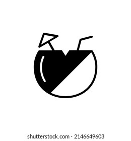 Coconut Drink, Juice Solid Line Icon Vector Illustration Logo Template. Suitable For Many Purposes.