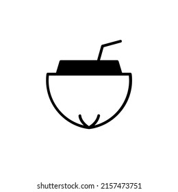 Coconut Drink, Juice Solid Line Icon Vector Illustration Logo Template. Suitable For Many Purposes.