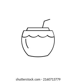 Coconut Drink, Juice Thin Line Icon Vector Illustration Logo Template. Suitable For Many Purposes.