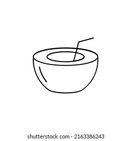 Coconut Drink, Juice Thin Line Icon Vector Illustration Logo Template. Suitable For Many Purposes.