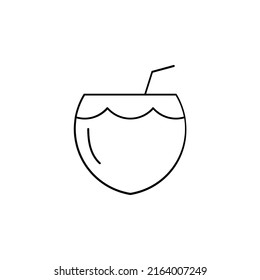 Plantilla de logotipo de Ilustración de vectores de iconos delgados de línea delgada para bebidas de coco. Idóneo Para Muchos Fines.