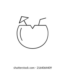 Coconut Drink, Juice Thin Line Symbol Vektorgrafik Logo Vorlage. Geeignet für viele Zwecke.