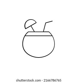 Coconut Drink, Juice Thin Line Icon Vector Illustration Logo Template. Suitable For Many Purposes.
