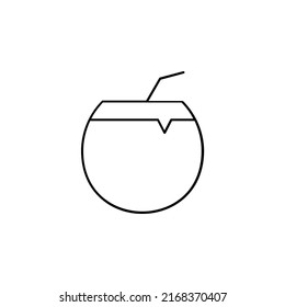 Coconut Drink, Juice Thin Line Icon Vector Illustration Logo Template. Suitable For Many Purposes.