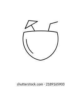 Plantilla de logotipo de Ilustración de vectores de iconos delgados de línea delgada para bebidas de coco. Idóneo Para Muchos Fines.