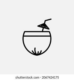 coconut drink line icon design concept